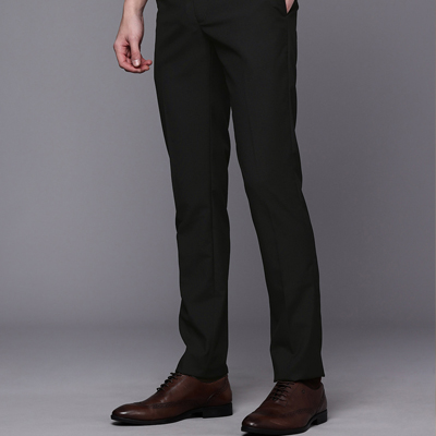 Men Slim Fit Solid Formal Trousers